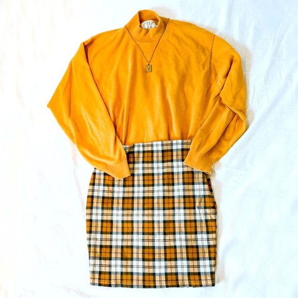 Dresses & Skirts - Orange Plaid Miniskirt | 90s Vibes